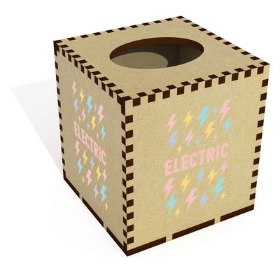 Square 'Electric' Wooden Tissue Box Cover (TB00067015)