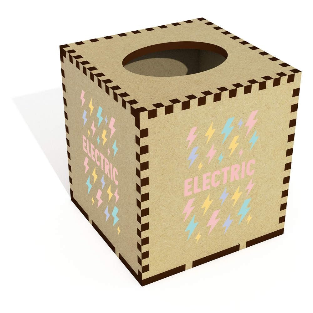 Square 'Electric' Wooden Tissue Box Cover (TB00067015)