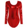 XINLIANYI Women's U Neck Bodysuit Vinyl Patent Leather Long Sleeve customizable view 1