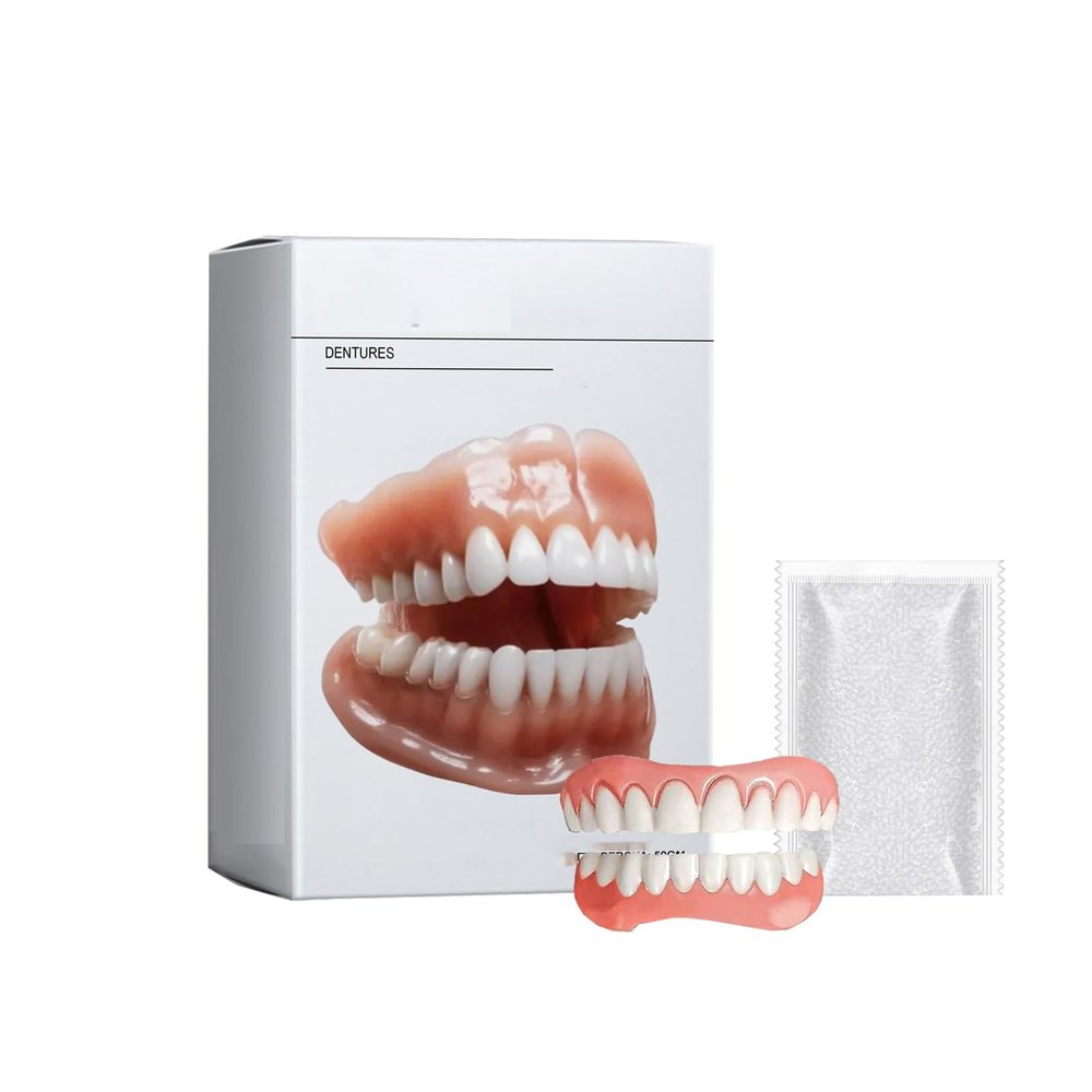 Premium Denture Set,Advanced Customized Full Denture Set,Easy Use Silicone Reline Kit,Soft Silicone Reline, Natural-Looking Teeth, Comfort-Fit, Waterproof & Lightweight (1 Set)