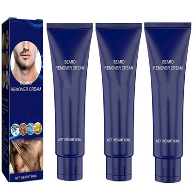 Men Per_manent Hair Beard Removal Cream, Men Hair Removal Cream, Per_manent Hair Removal Cream, Natural Soft Pa_inless Beard Remover Cream - Suit for Face, Legs, Arms (one size, 3pcs)