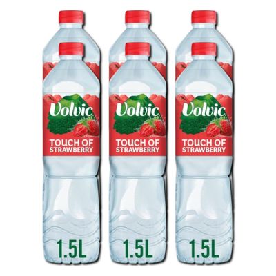 VC Touch of Fruit Strawberry Flavoured Still Natural Mineral Water with Low Sugar and Natural Sweetner 1.5L Bottle Certified B Corp Recyclable (Pack of 6)