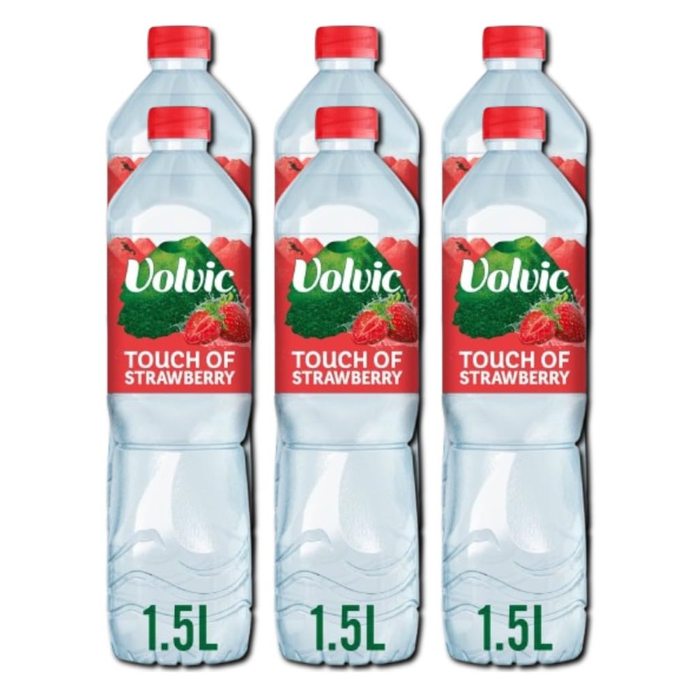 VC Touch of Fruit Strawberry Flavoured Still Natural Mineral Water with Low Sugar and Natural Sweetner 1.5L Bottle Certified B Corp Recyclable (Pack of 6)