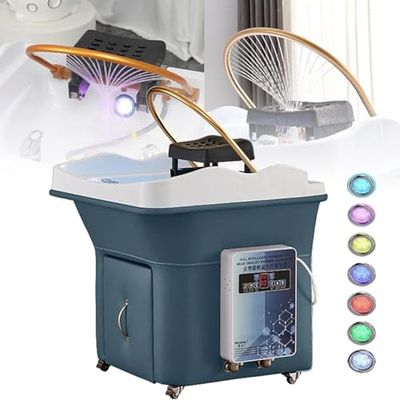 Portable Head Spa Sink with 60L Thermostatic Water Tank and Circulation System for Enhanced Hair Washing Experience