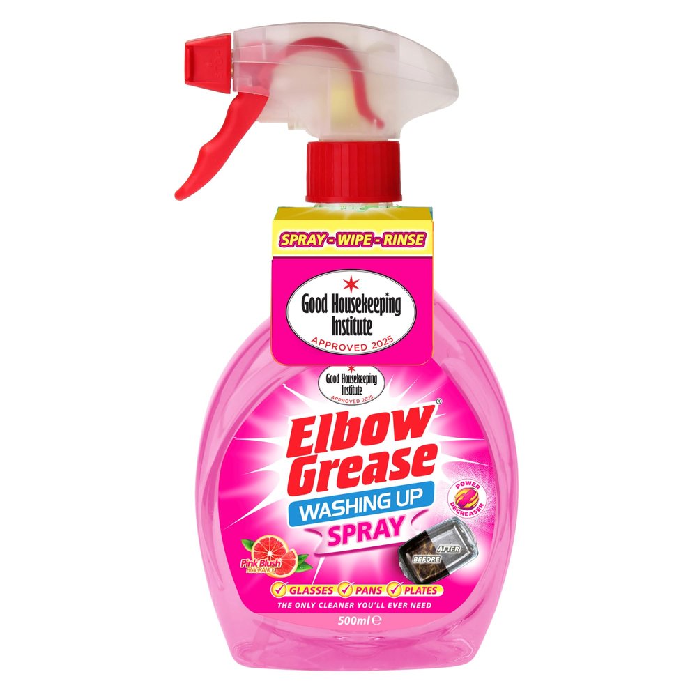 Elbow Grease Washing Up Spray | Power Degreaser - Cuts Through Grease & Grime | Hand Wash Dish Soap - Cleans Glasses, Pans & Plates (Pink Grapefruit, 500 ml)