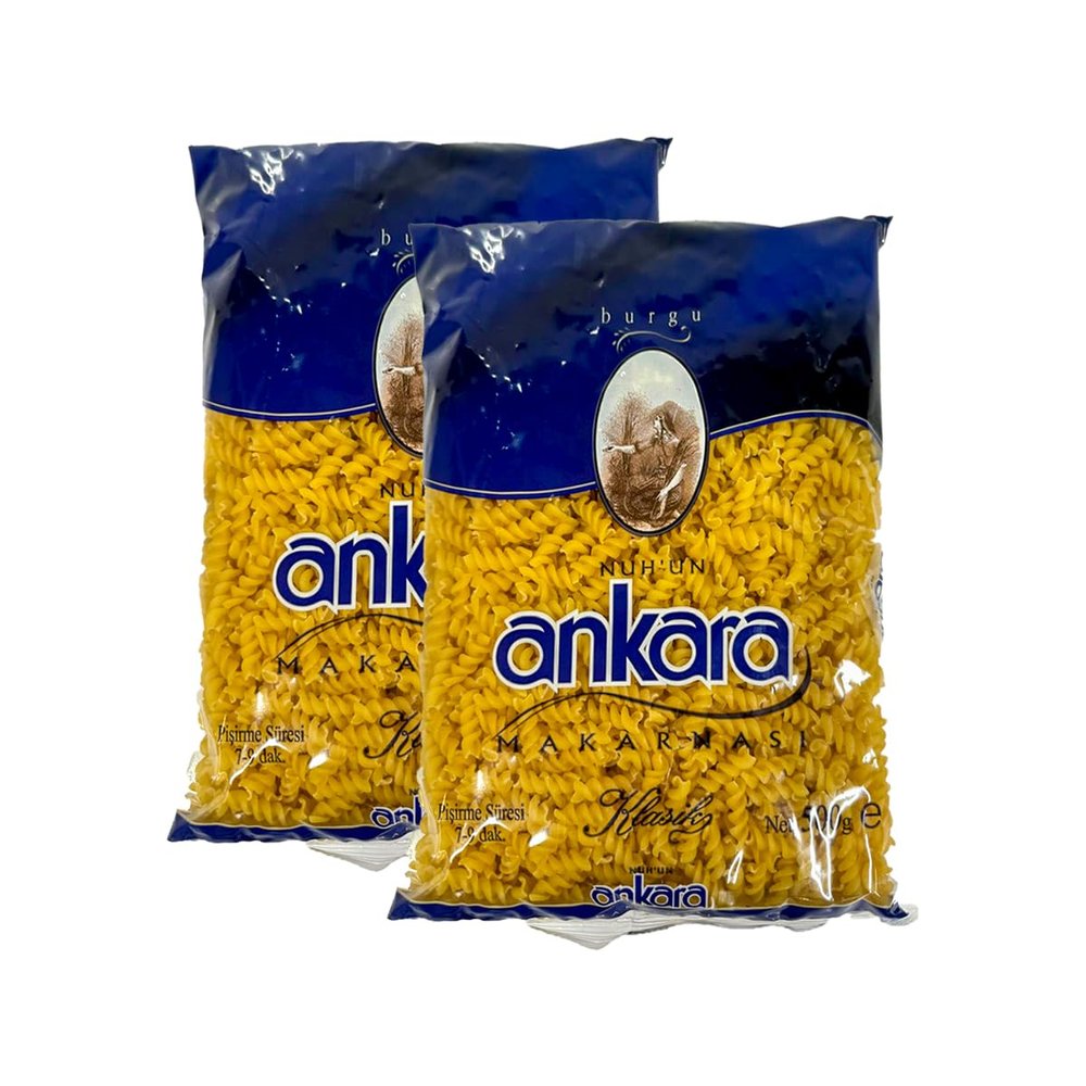 Nuhun Ankara Fusulli Pasta 500G - Spiral Style Pasta Easy to Cook Product of Turkey Pack of 2