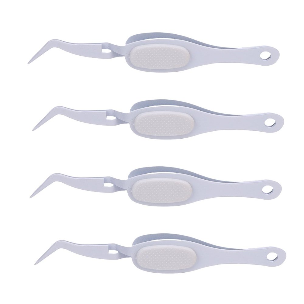 4Pcs Reverse Grip Fine Tip Tweezer, Long Lasting Elasticity Comfortable to Grip Wide Usage Multifunctional Curved Craft Tweezers for Craft Beading