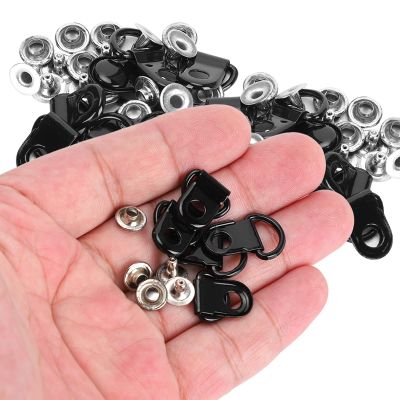 TARSHYRY Shoes Lace Hooks, Boot Lace Hooks 100 Set Shoelace DRing Eyelet Buckle Brass Shoe Leather Rivet Tool Gloss 100 Set Shoelace Black 9x22mm