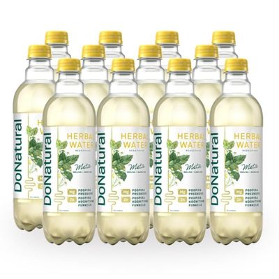 12-Pack DoNatural Herbal Water Mint with Lemon Balm & Chamomile, 500 ml Low-calorie relaxation drink with magnesium & zinc. Natural, vegan herbal water.