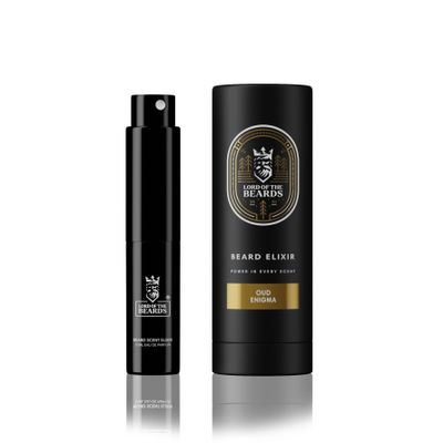 Lord of the Beards Oud Enigma Beard Elixir Premium Beard Atomiser Perfume Extract for Men | 10ml Long-Lasting Oud Enigma Scent | Organic Fractionated Coconut Oil | Vegan & Cruelty Free
