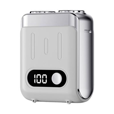 Agmoctz Portable Electric Shaver Travel Trimmer with Digital Display Electric Beard Shaver Shaving Tool Travel Shaver Silver