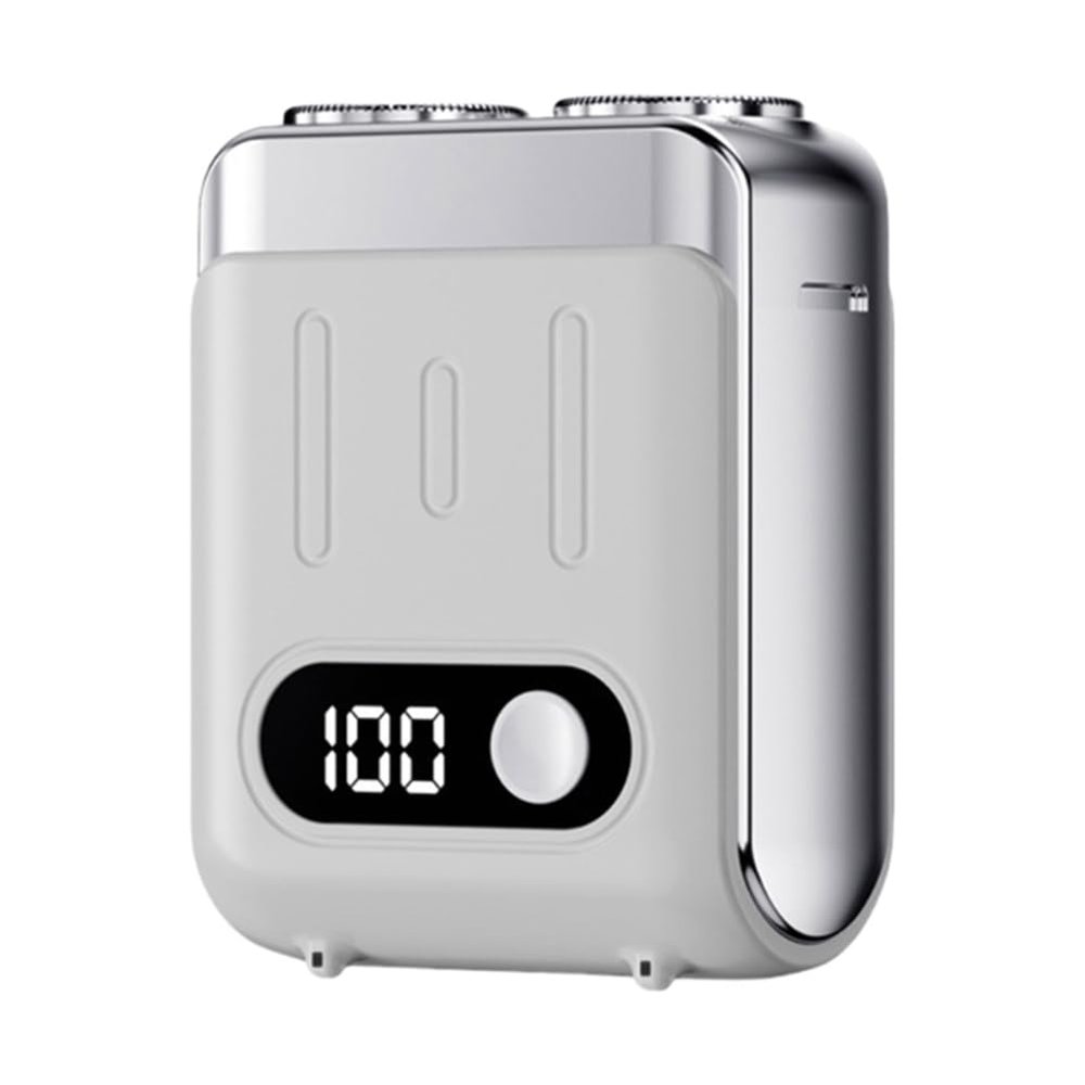 Agmoctz Portable Electric Shaver Travel Trimmer with Digital Display Electric Beard Shaver Shaving Tool Travel Shaver Silver