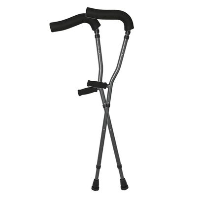 1 Pair of Adjustable Aluminum Crutches, F-Shape Folding Forearm Crutches with Ergonomic Grips and Armpit Foam, for Adults and Children with Heights 145-180cm