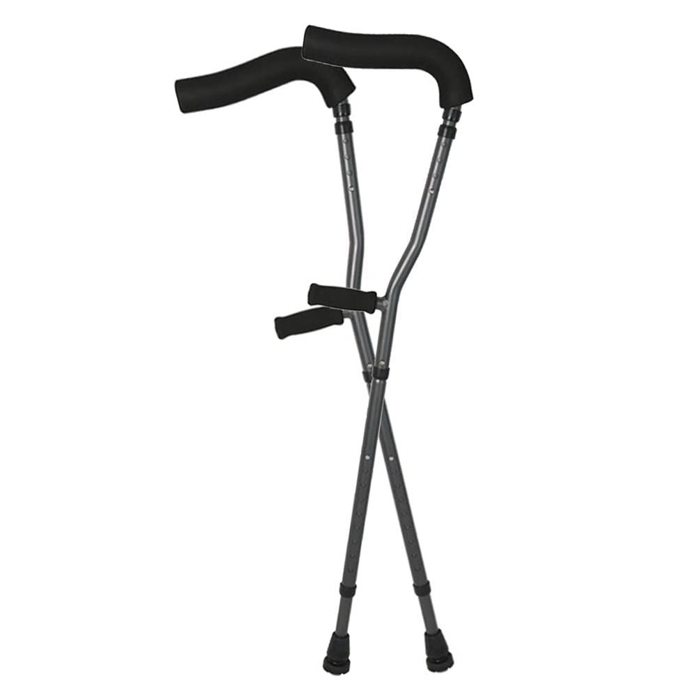 1 Pair of Adjustable Aluminum Crutches, F-Shape Folding Forearm Crutches with Ergonomic Grips and Armpit Foam, for Adults and Children with Heights 145-180cm