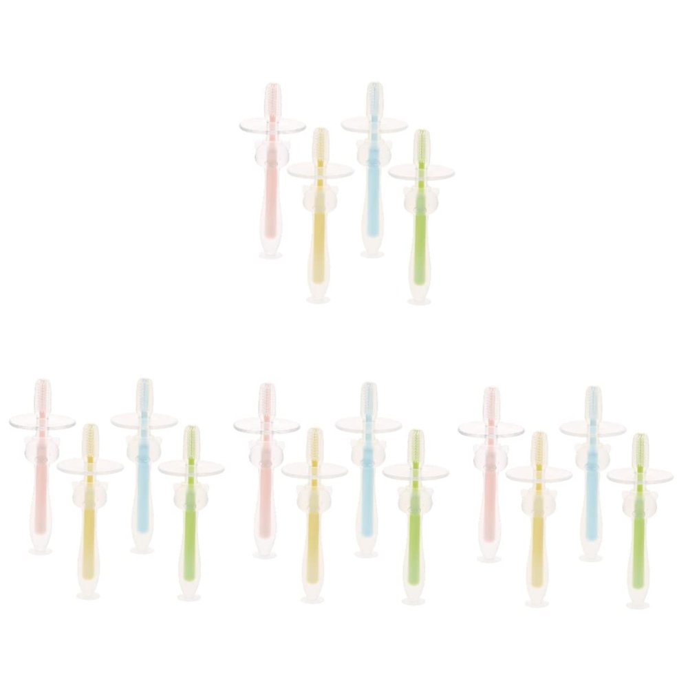PACKOVE 16pcs Silicone Toothbrush for Boy Girl Boy Girl Suction Base Training Toothbrush for Months up Soft Bristles