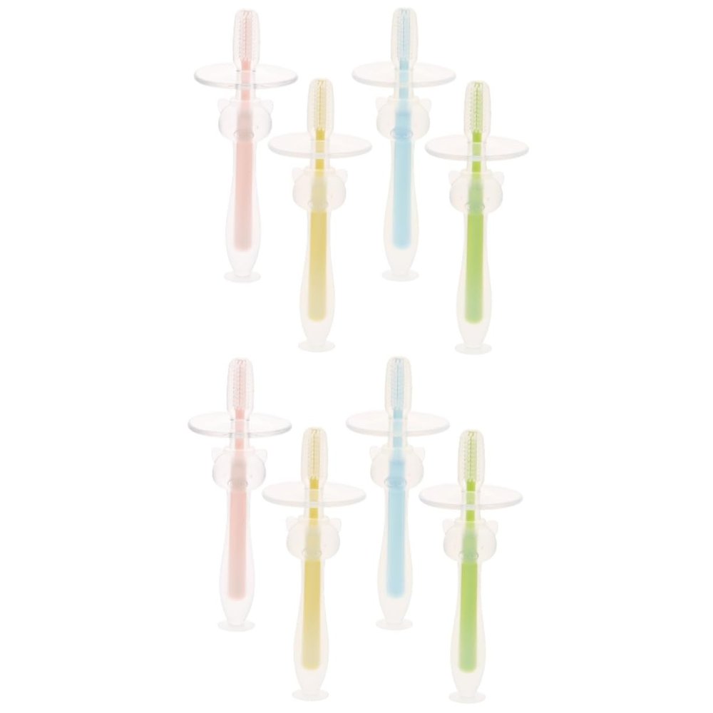 PACKOVE 8pcs Silicone Toothbrushes Oral Cleaning Toothbrushes Toddlers Suction Base Brush Teeth for Year Old