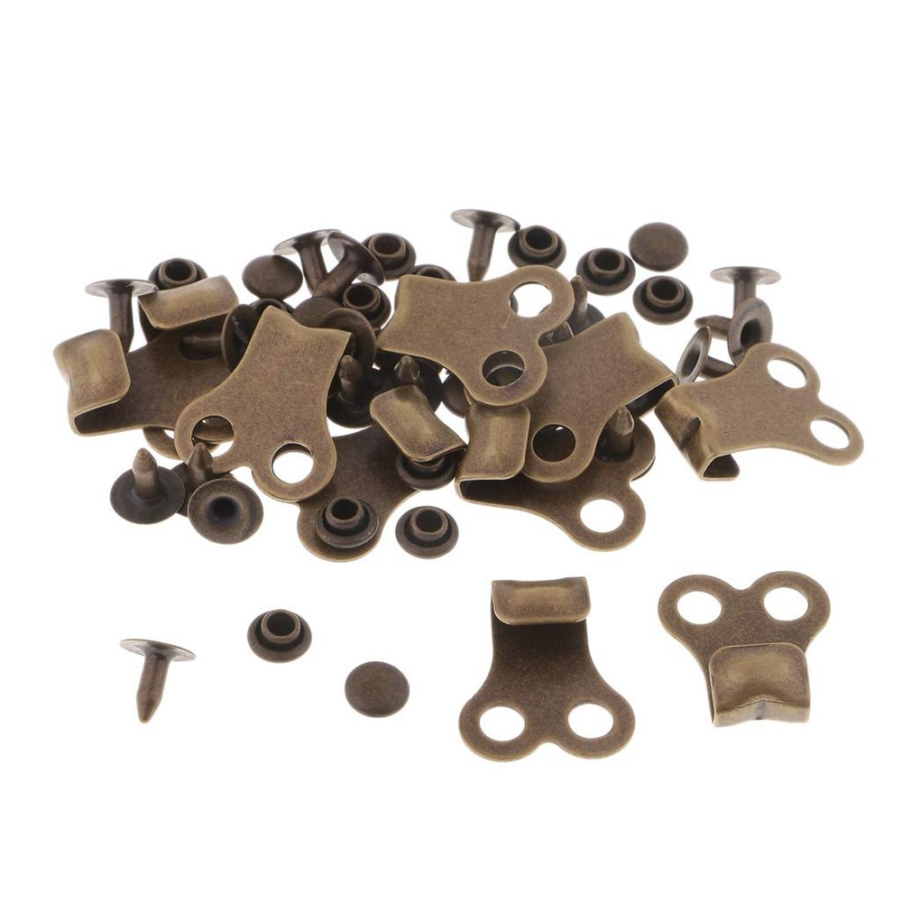 10 Sets Boot Lace Hooks Lace Fittings with Rivets for Hiking Camping Bronze