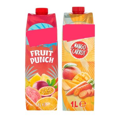 Tropicaall Vibes Fruit Punch, Mango + Carrot Fruit Drink 1l - 2 x Mixed Flavoured Summer Drinks