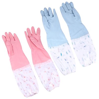 NIYANGLE 2 Pair Garden Gloves Ladies Waterproof Long Gloves Protection for Dishwashing and Kitchen Cleaning Anti-skid with Thick Pvc Material for Sturdy Home Use Random Color