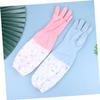 NIYANGLE 2 Pair Garden Gloves Ladies Waterproof Long Gloves Protection for Dishwashing and Kitchen Cleaning Anti-skid with Thick Pvc Material for Sturdy Home Use Random Color view 3