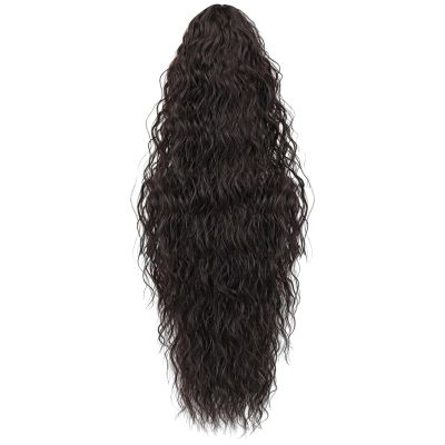30 Wavy Claw Clip Ponytail Extension for Women, Curly Brown-Black Hairpiece, Easy to Wear and Secure