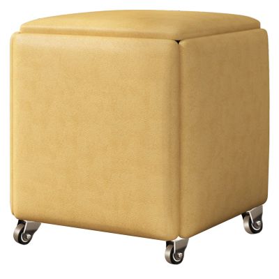 5in1 Multifunctional Storage Stool with Wheels Stackable Magic Cube Chair Upholstered Seat & Metal Frame for Kitchen & Living Room Yellow (45x45x45 cm)