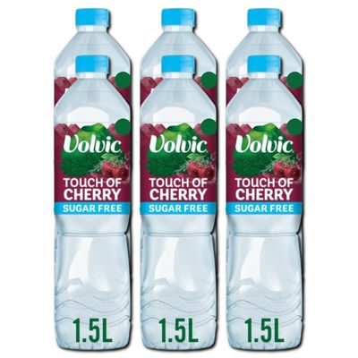 VC Touch of Fruit Cherry SUGAR FREE Flavoured Still Natural Mineral Water with Sweetner and Natural Flavours 1.5L Bottle No Calories Certified B Corp (Pack of 6)