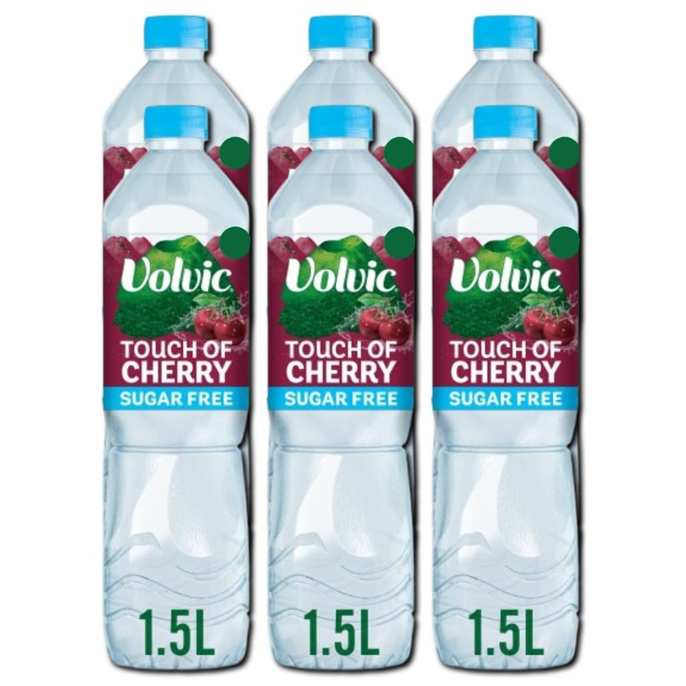 VC Touch of Fruit Cherry SUGAR FREE Flavoured Still Natural Mineral Water with Sweetner and Natural Flavours 1.5L Bottle No Calories Certified B Corp (Pack of 6)