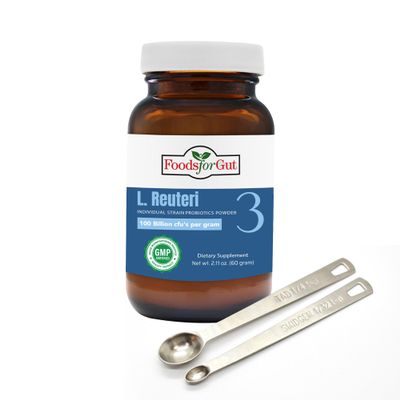 Foods For Gut Lactobacillus Reuteri 3 Probiotic Powder 100 Billion cfu's | Made in USA | NO Additives | Digestive & Immune Support | High Potency | L. Reuteri 3 | 30 Grams (1.05 Oz)