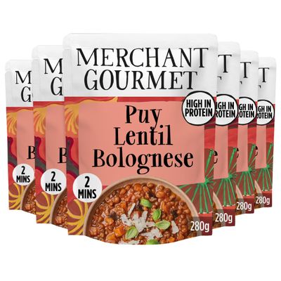 Merchant Gourmet Puy Lentil Bolognese, Vegan Ready Meal, 280 g (6-Pack)