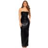 YGZHANYUANOKU Women PVC Leather Hobble Dress Strapless Sleeveless Bodycon Bandage Faux Latex Back Slit Maxi Dress Party Clubwear Customizable,Pink,L view 3