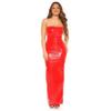 YGZHANYUANOKU Women PVC Leather Hobble Dress Strapless Sleeveless Bodycon Bandage Faux Latex Back Slit Maxi Dress Party Clubwear Customizable,Pink,L view 4