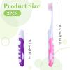 2Pcs Travel Toothbrush Set, Folding Toothbrush Travel, Soft Portable Toothbrushes for Travels Camping Hiking (Pink and Purple) view 2