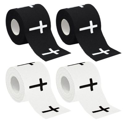 4 Pcs Christian Athletic Tapes Religious Sport Tape with Cross White Black Bible Verse Wrist Tapes Cross Athletic Wrist Tape for Sports Gymnastics Tennis Boxing Athlete First Aid Injury Wrap, 2inx23ft