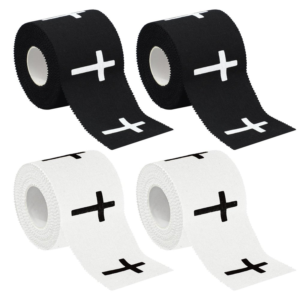 4 Pcs Christian Athletic Tapes Religious Sport Tape with Cross White Black Bible Verse Wrist Tapes Cross Athletic Wrist Tape for Sports Gymnastics Tennis Boxing Athlete First Aid Injury Wrap, 2inx23ft