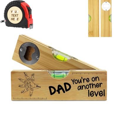 Custom Wooden Spirit Level & Bottle Opener - Engraved Name/Message - For Handy Dads, DIYers & Beer Lovers (Fathers Day, Birthday)