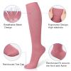 3 Pairs Compression Socks 15-20 mmhg for Men & Women, Support Socks Compression Stockings for Running, Swelling, Nurse, Flight, Nurses,Edema (Brick Red+Pink Polka Dots+Beige, S/M) view 2