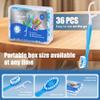 36 Pack Mini Disposable Toothbrushes 5-in-1 Prepasted Travel Toothbrush with Toothpaste Floss & Pick for Hotel Camping Flight Car Guest Use 9ct per Portable Case Essentials for Women Men Kids view 2