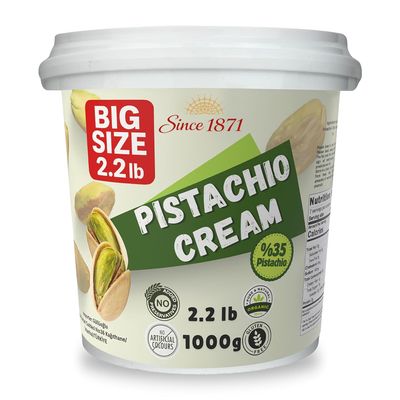 Pistachio Cream Bulk Tub - 2.2lb / 1 kg Gulluoglu Premium Cream For Dubai Chocolate, Best Options Pistachio Butter, Perfect Taste For Dubai Chocolate 35.2 ounce