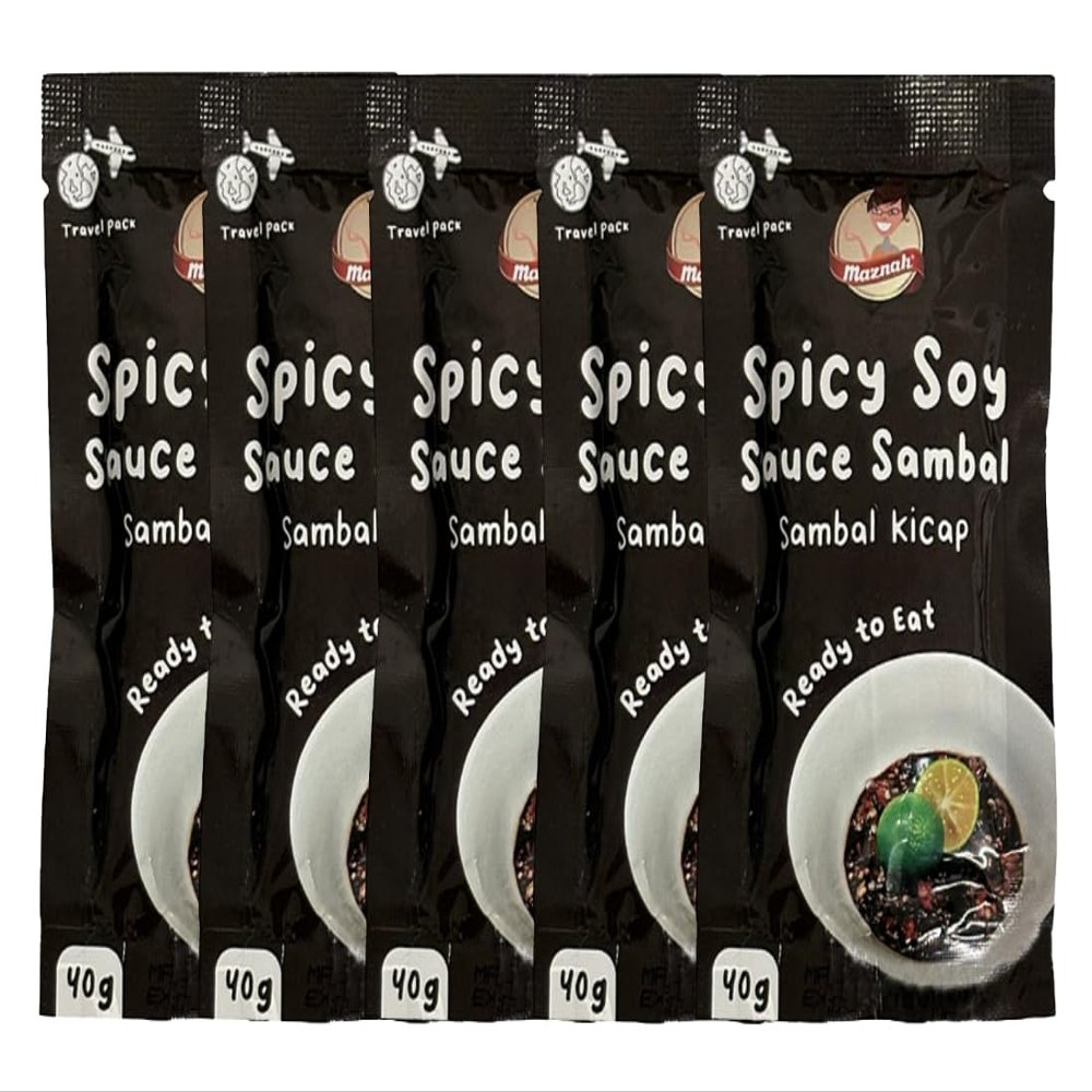 Maznah Spicy Soy Sauce Sambal (Sambal Kicap) 40g | Packs of 5 | Travel Packs