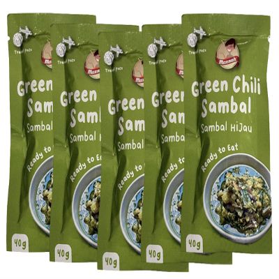 Maznah Green Chilli Sambal (Sambal Hijau) 40g | Pack of 5 | Travel Packs