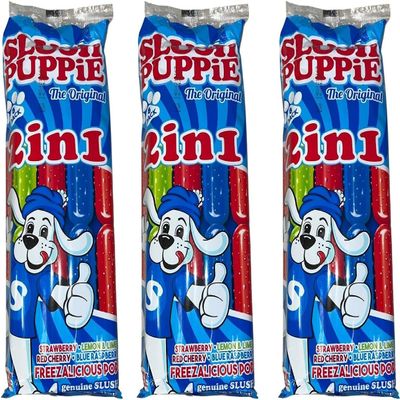 Slush 2-in-1 Ice Pops 24 Lollies in Blue Raspberry, Cherry, Strawberry & Lemon Lime. Gluten Free, Vegetarian, Kosher. Delicious frozen treats with bold, fruity flavour combos.