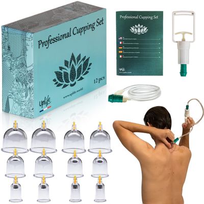 Uplife Cupping Therapy Set - Suction Cups for Body, Muscle, Neck and Back Pain Relief - Anti Cellulite Massage Hijama Kit (12 Cups, 12, Count)