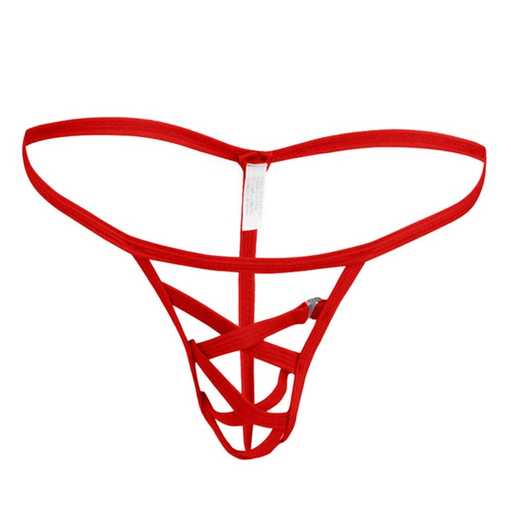 Sexy Underwear Men's Slow Sexy Waist Ice Male G Strings Men's Silk Micro Green Lingerie Set, red, One Size