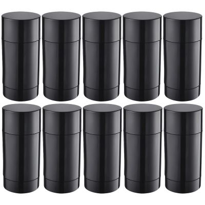 10-Pack Black Twist-Up Deodorant Tubes, 2.65 Oz Oval Shaped Empty Bottles With Caps, Perfect For Diy Cosmetics