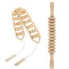 2Pcs Wooden Massage Tools Set Back Massager Roller Rope & Stick For Full Body Relaxation view 1