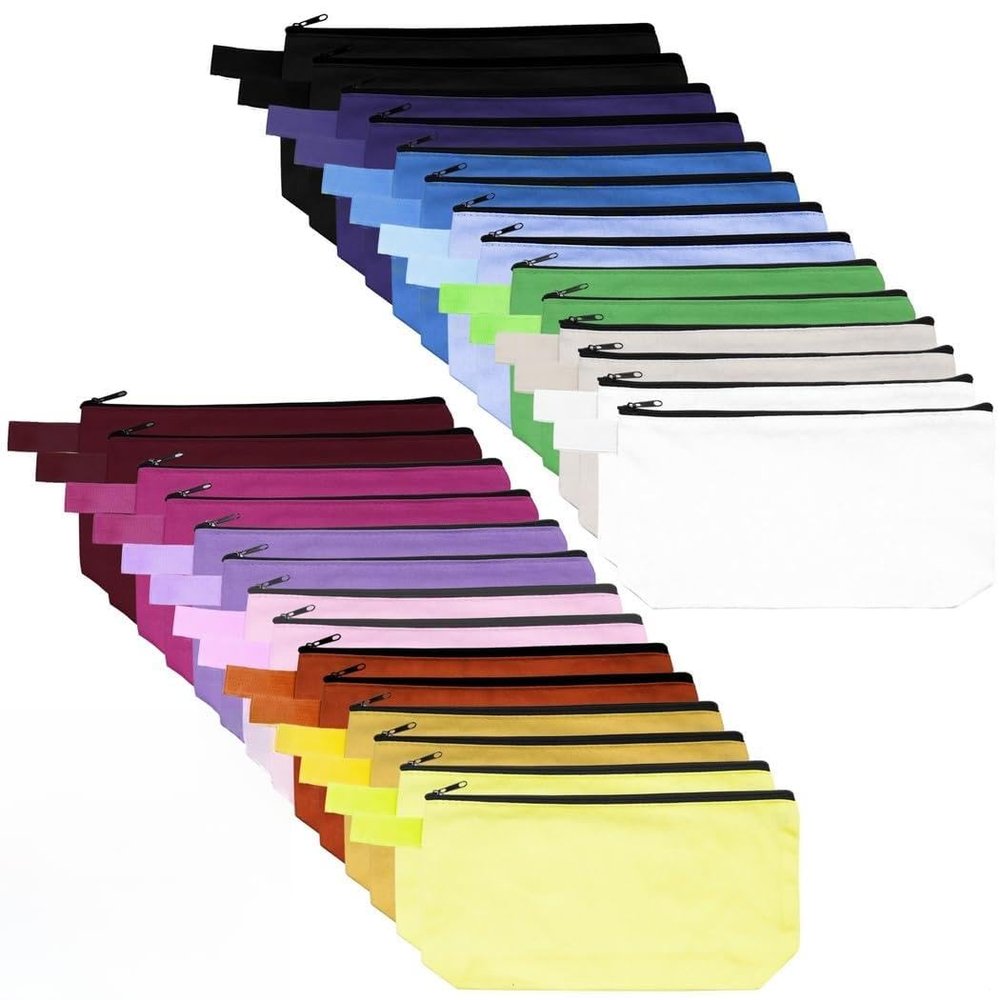 30-Pack Canvas Zipper Bags, 15-Color Makeup Organizer Pouches, Multiuse Travel And Toiletry Cases, Student Stationery Pencil Holders