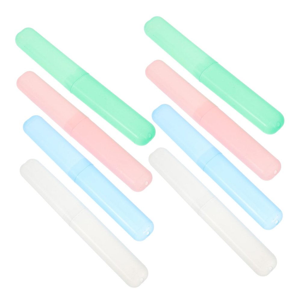 iplusmile 8pcs Compact Travel Toothbrush Storage Portable Holder Cases Colors for Travel and Camping