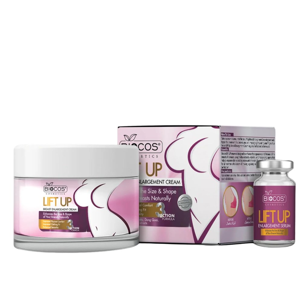 BIOCOS Lift Up Breast Enlargement Cream Natural Firming & Lifting Formula With Shea Butter & Almond Oil Enhances Volume Moisturise Tightens Skin
