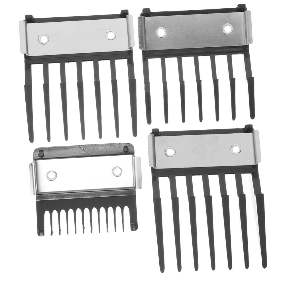 Mikinona Professional Hair Clipper Guards for 4pcs and with Buckle Limit Design Precise Measurements, Stainless Steel and Abs Material Hair Cutting Guides Hairdressing and Professional